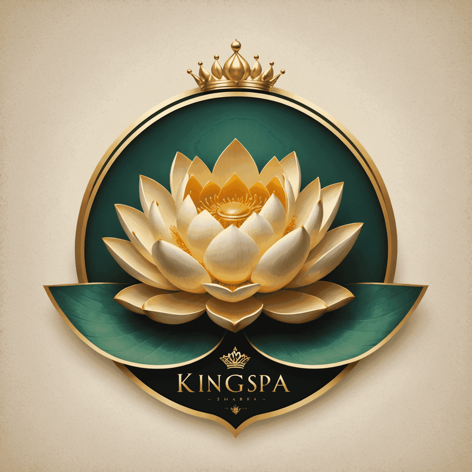 KingSpa logo featuring a crown and lotus flower, symbolizing luxury and relaxation