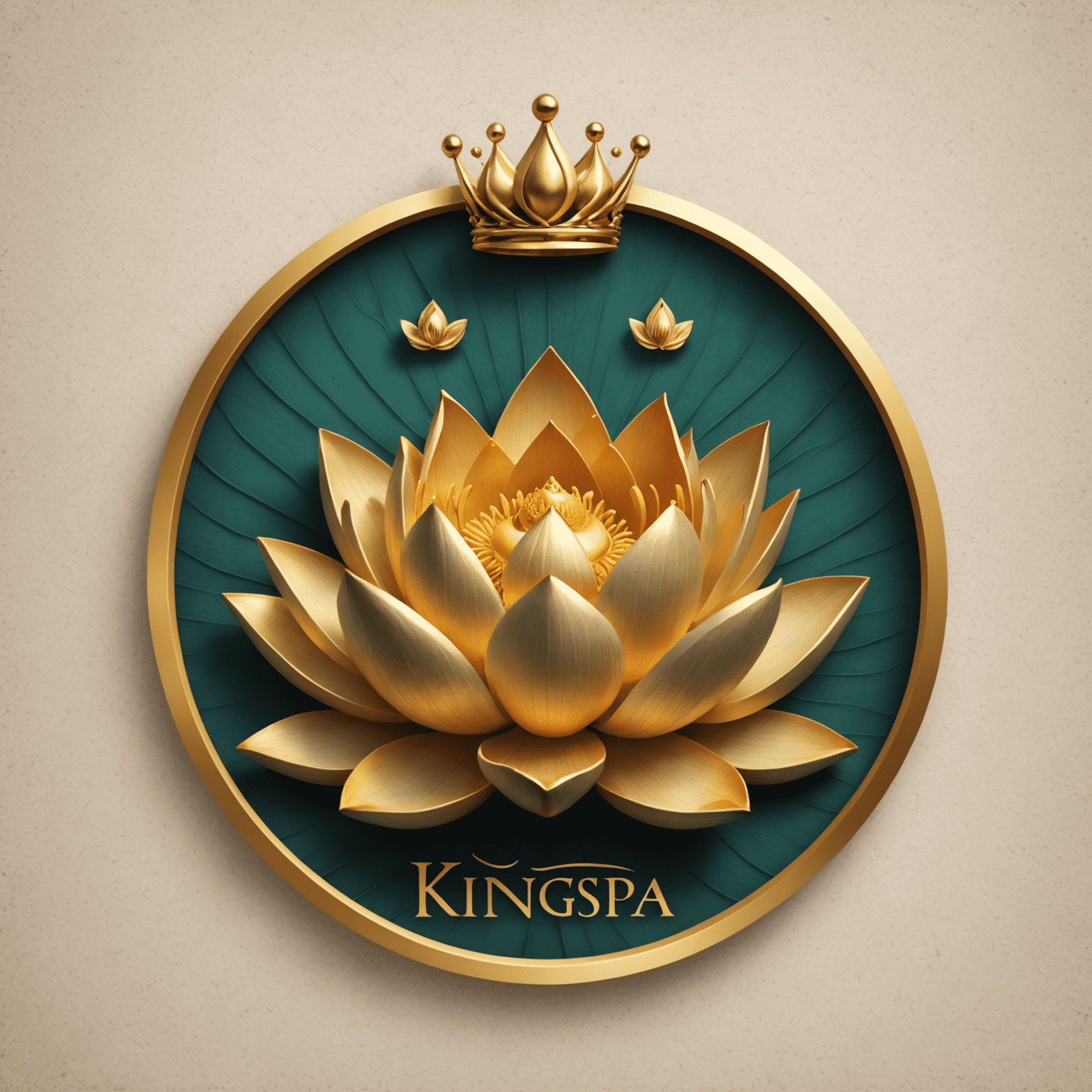 KingSpa logo featuring a crown and lotus flower, symbolizing luxury and relaxation