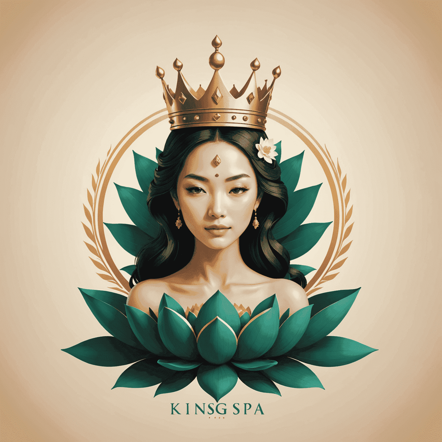 KingSpa logo featuring a crown and lotus flower, symbolizing luxury and relaxation