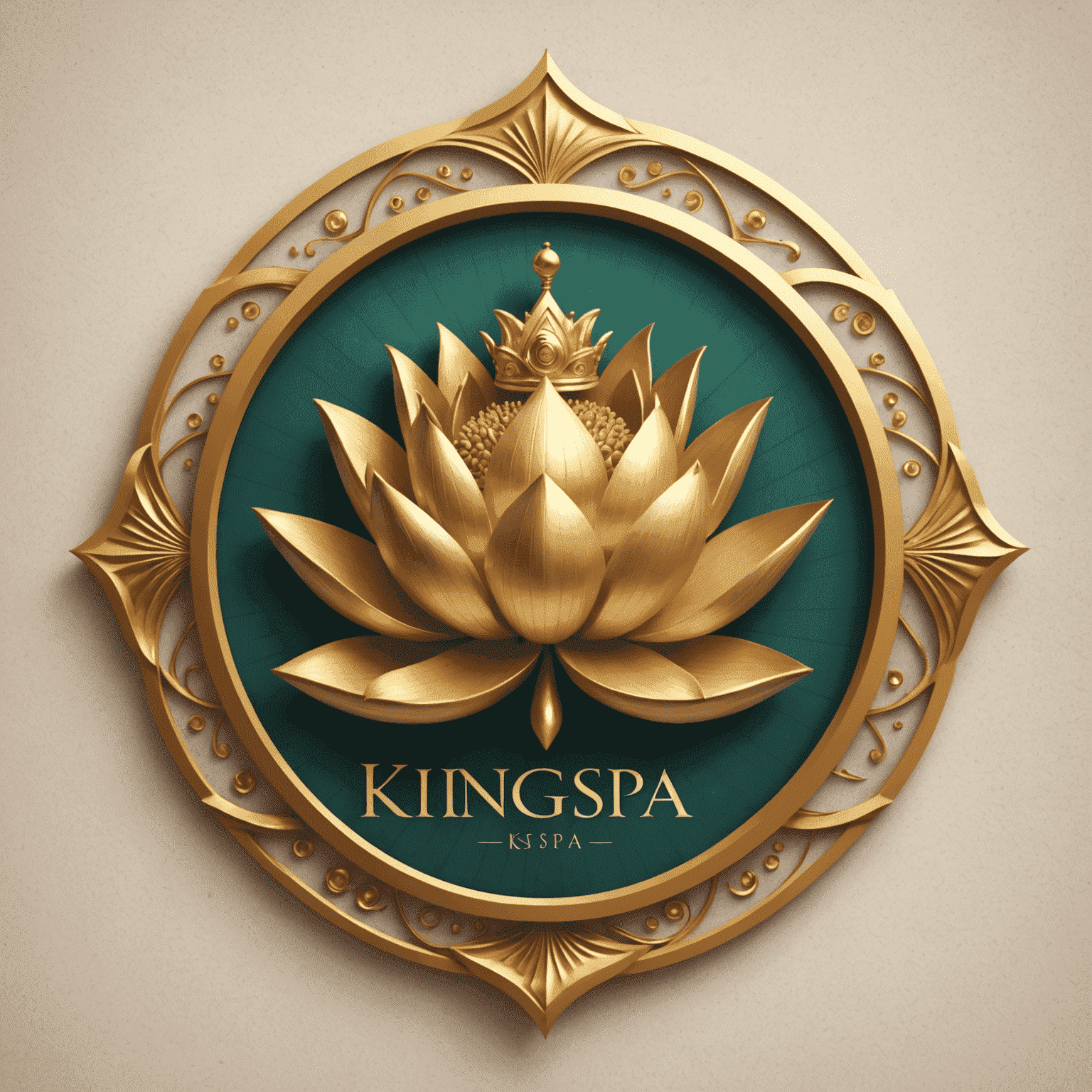 KingSpa logo featuring a crown and lotus flower, symbolizing luxury and relaxation