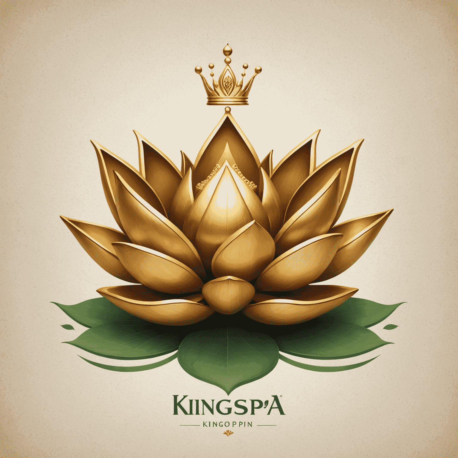 KingSpa logo featuring a crown and lotus flower, symbolizing luxury and relaxation