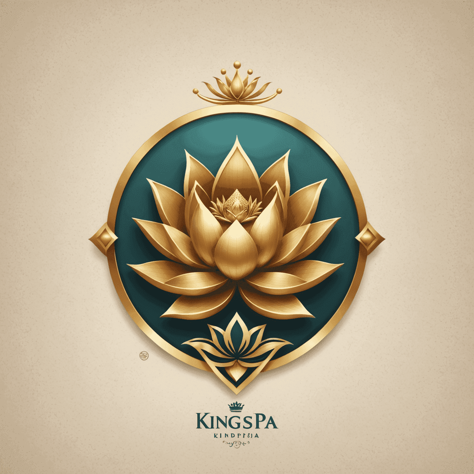 KingSpa logo featuring a crown and lotus flower, symbolizing luxury and relaxation