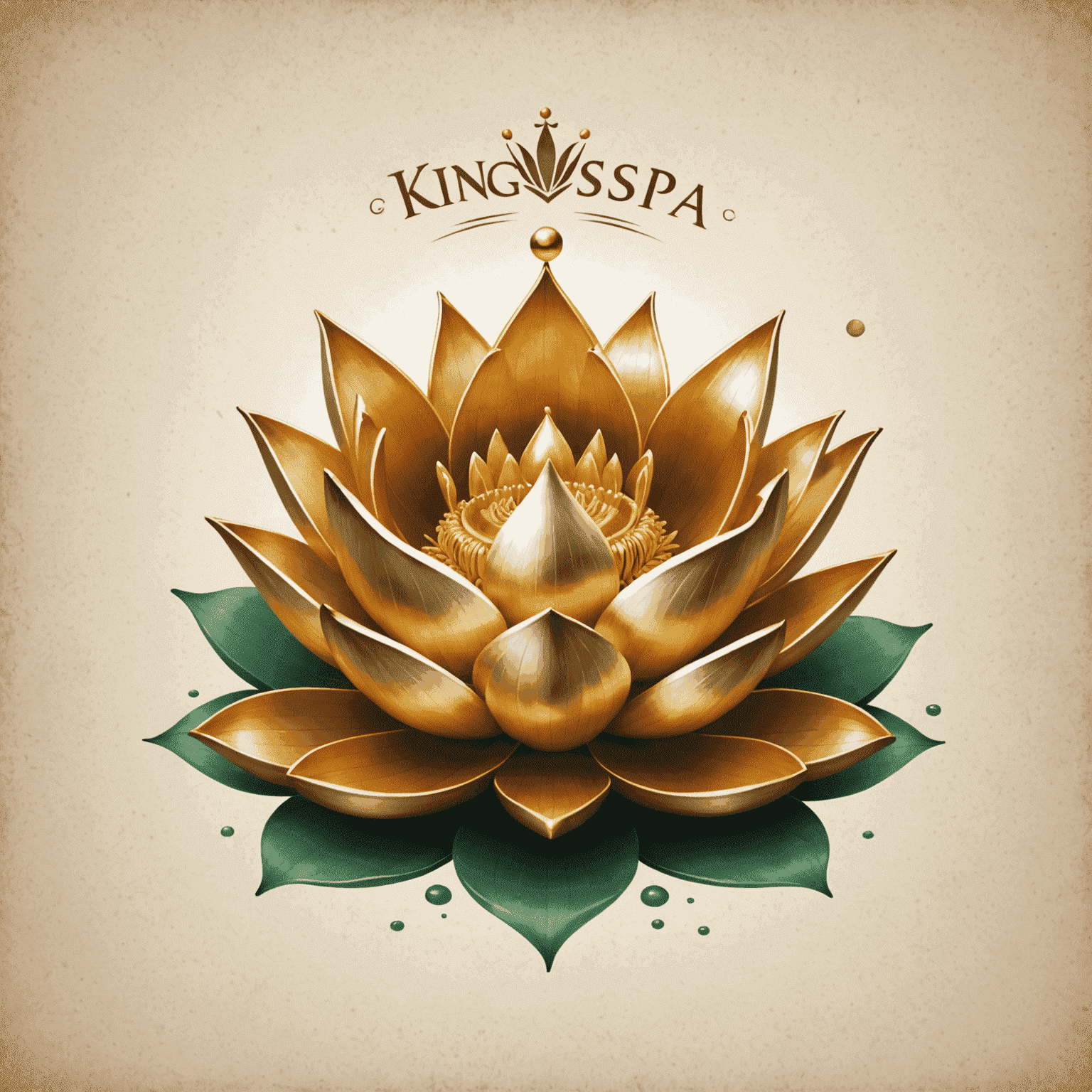 KingSpa logo featuring a crown and lotus flower, symbolizing luxury and relaxation