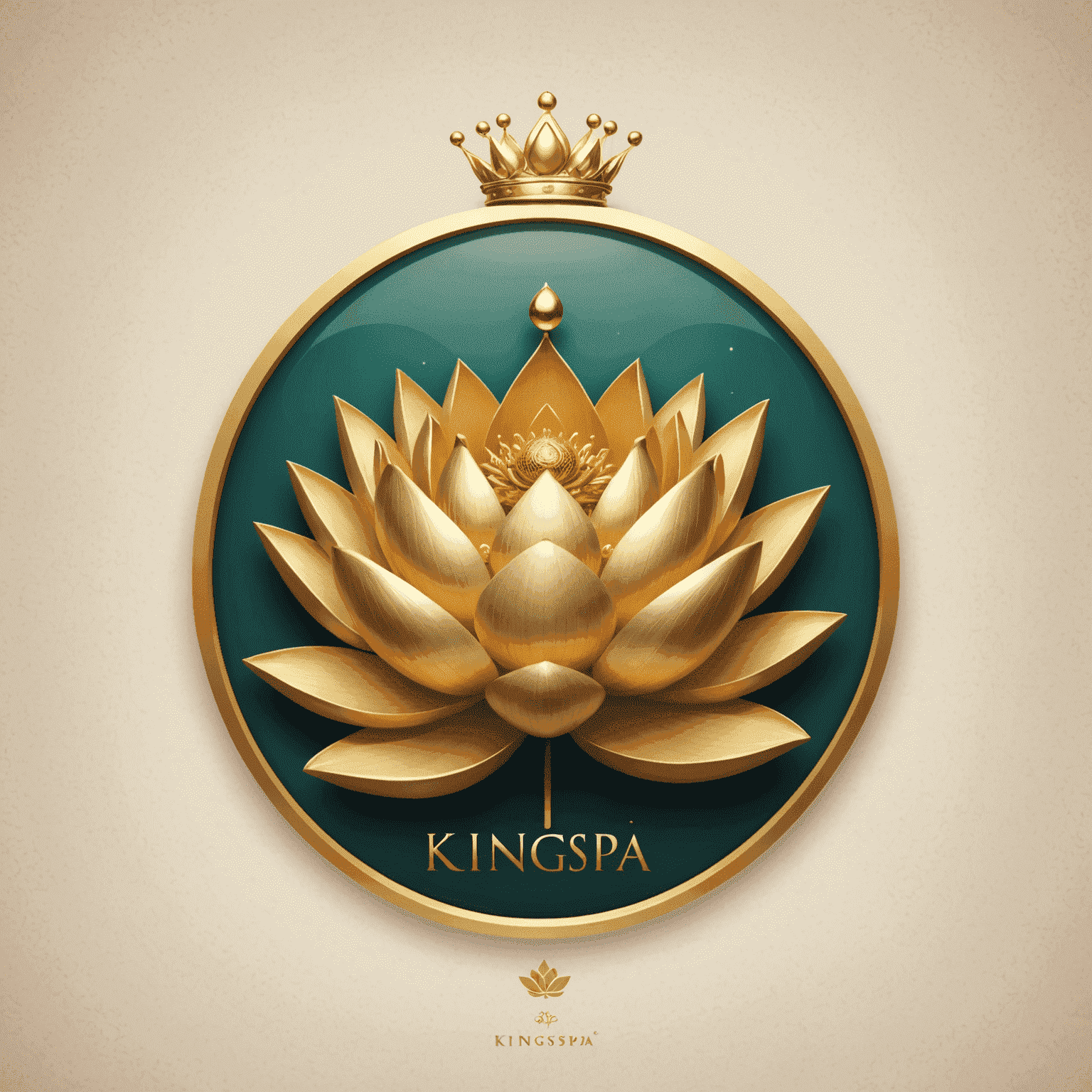 KingSpa logo featuring a crown and lotus flower, symbolizing luxury and relaxation