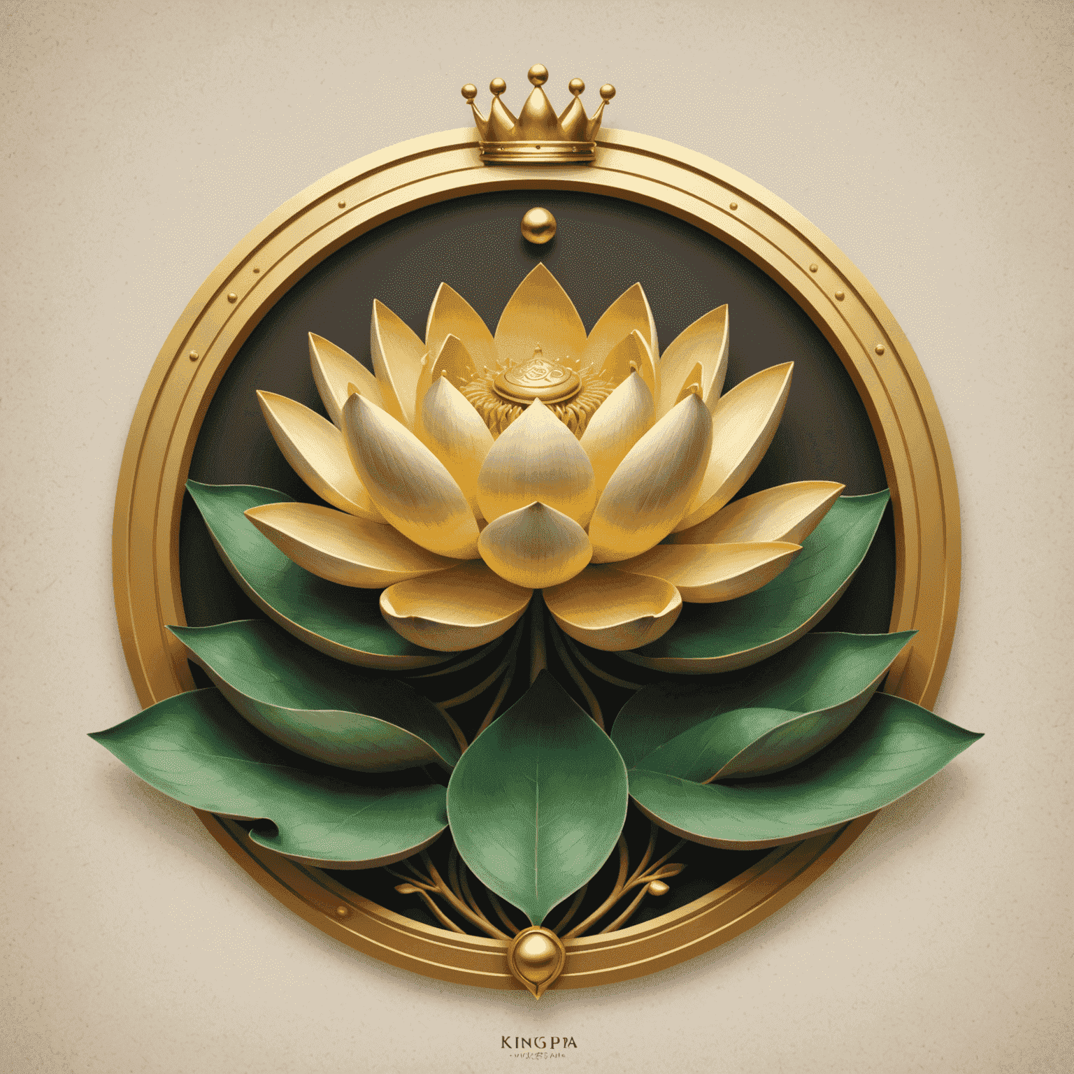 KingSpa logo featuring a crown and lotus flower, symbolizing luxury and relaxation